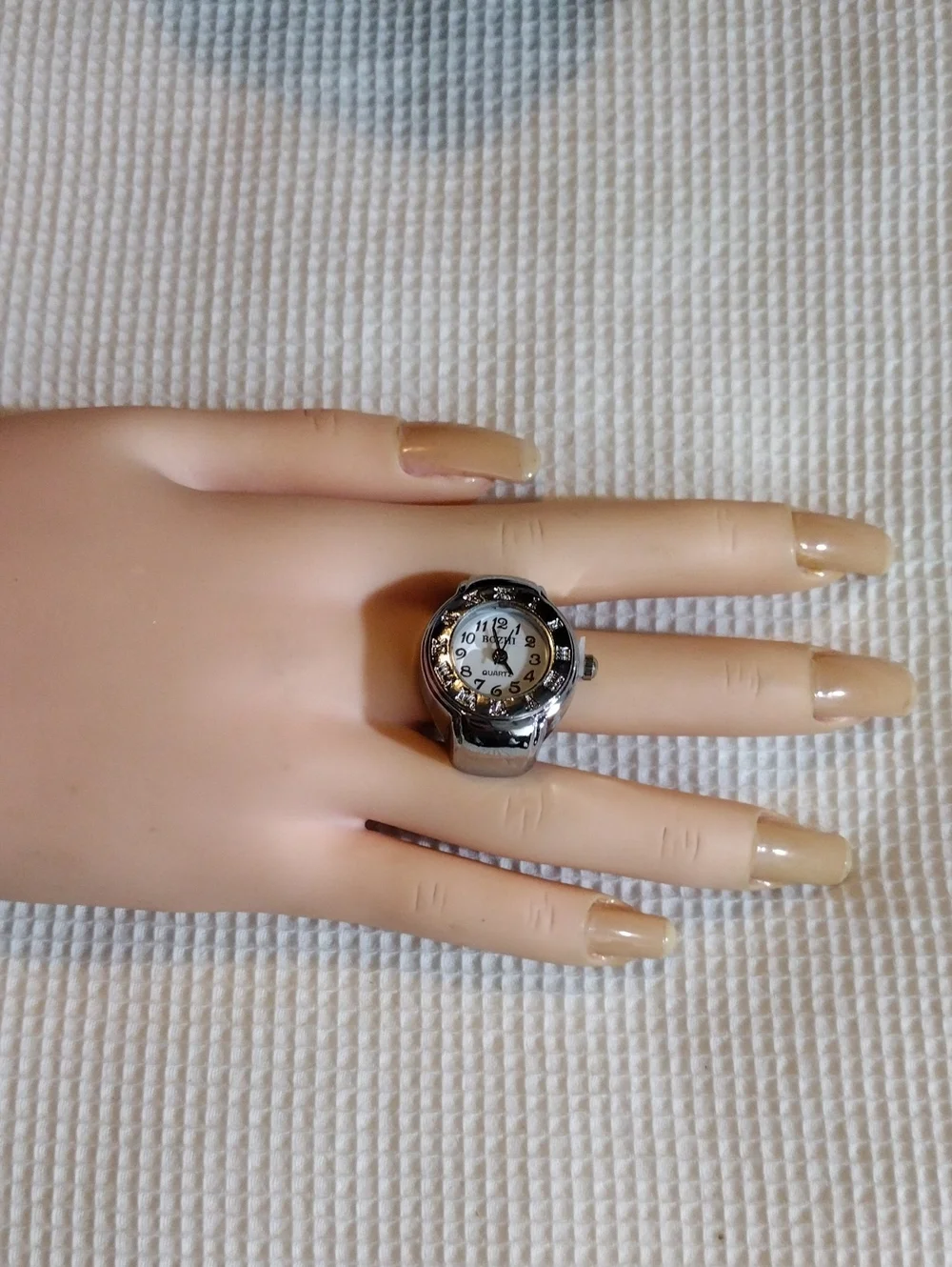 BOZHI,White Tone Ring Watch - Silver
